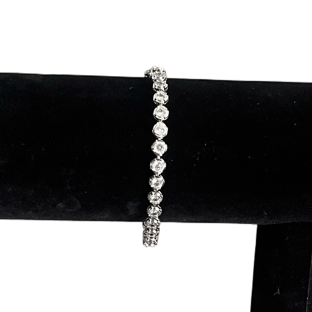 Silver Tone Sparkling CZ Tennis Bracelet